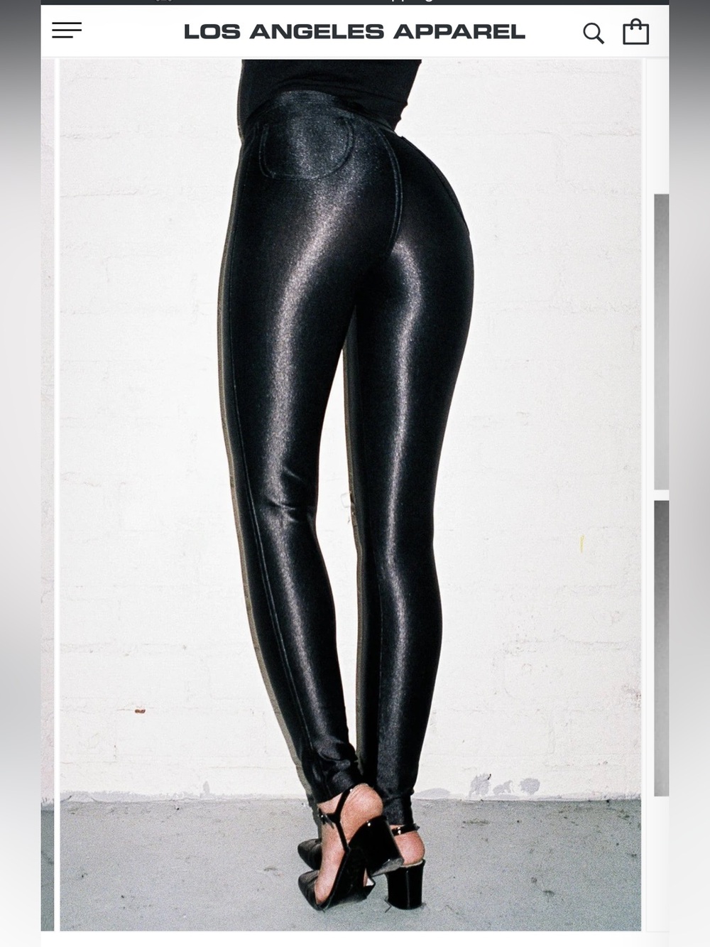 Los Angeles Apparel Shiny Black Faux Leather Leggings